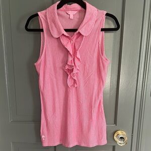 Pink Striped Sleeveless Top